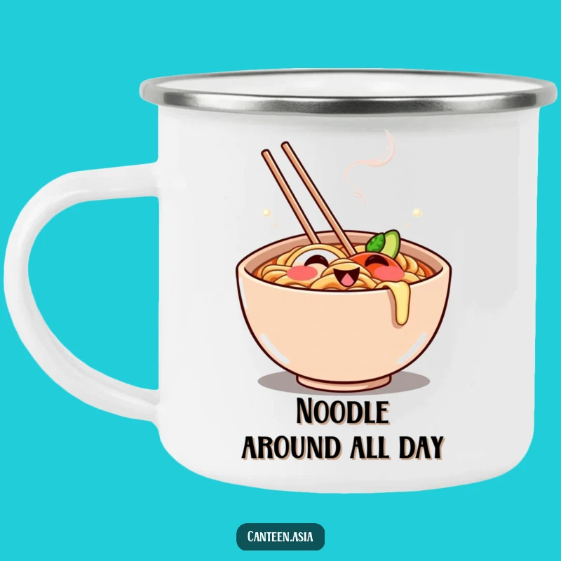 Funny Ramen Grin Camping Mug - Enjoy Your Brews with This Cheerful Funny Gift