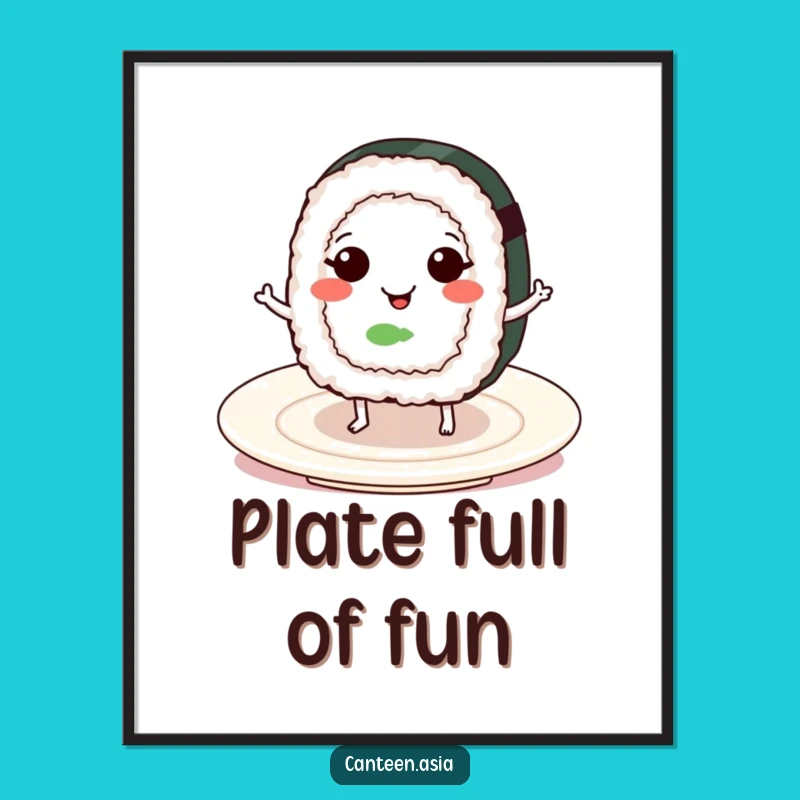 Funny Sushi Dance Poster: Joyful Wall Art for a Fun Kitchen