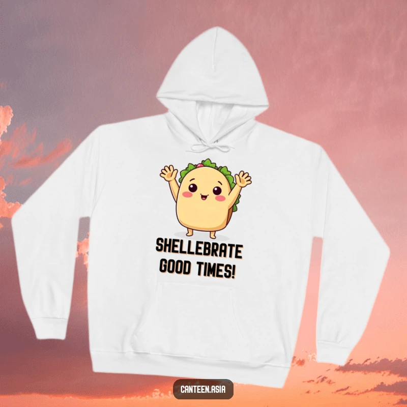 Funny Hoodie: A delightful taco with inviting arms waves hello, offering a warm and humorous embrace for chilly days.