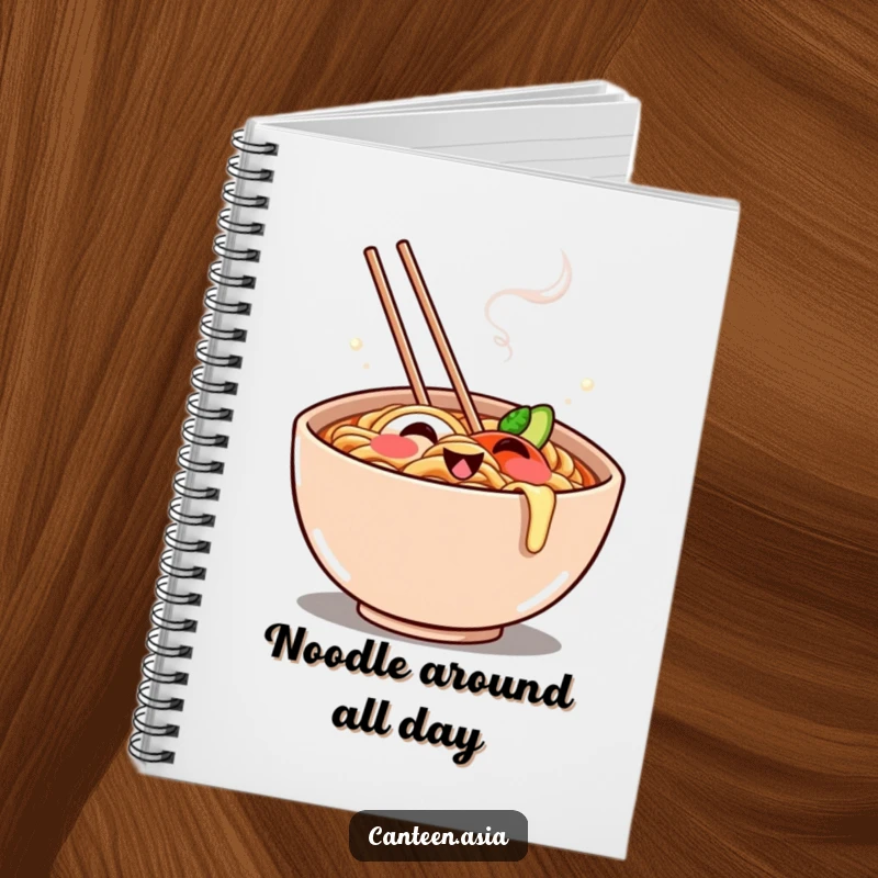 Funny Notebook: A smiling ramen bowl with a steamy grin, ready to record your thoughts and brilliant ideas.